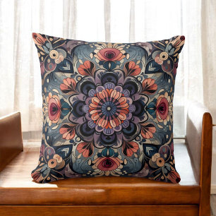 Donkere Romance Boho Waterverf Bloemen Lente Zomer Kussen