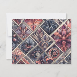 Donkere Romance Bourgogne Art Deco Bloemenzomer Briefkaart