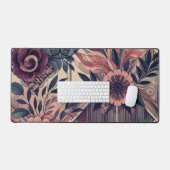 Donkere Romance Bourgogne Art Deco Bloemenzomer Bureaumat (Keyboard & Muis)