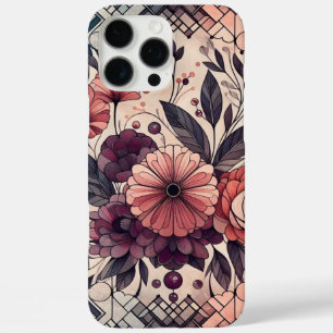 Donkere Romance Bourgogne Art Deco Bloemenzomer iPhone 16 Pro Max Hoesje