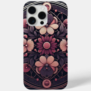 Donkere Romance Bourgogne Art Deco Bloemenzomer iPhone 15 Pro Max Hoesje
