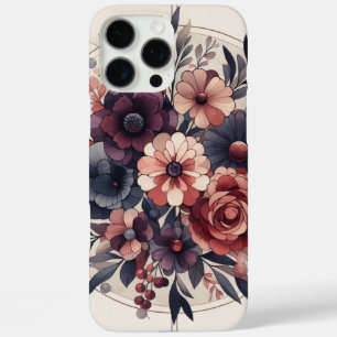 Donkere Romance Bourgogne Art Deco Bloemenzomer iPhone 16 Pro Max Hoesje