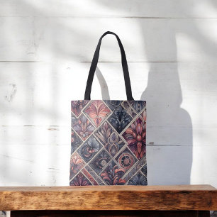 Donkere Romance Bourgogne Art Deco Bloemenzomer Draagtas
