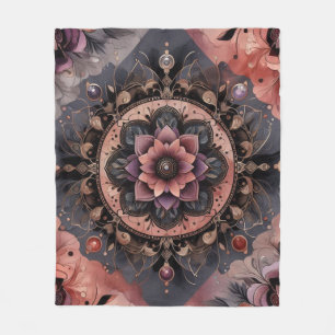 Donkere Romance Bourgogne Art Deco Bloemenzomer Fleece Deken