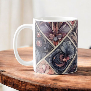 Donkere Romance Bourgogne Art Deco Bloemenzomer Koffiemok