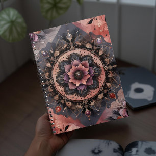Donkere Romance Bourgogne Art Deco Bloemenzomer Notitieboek