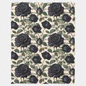 **"Donkere Romance: zwarte  provinciale Rozen"** Fleece Deken (Voorkant)