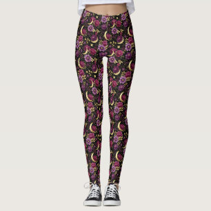 Donkere Romantiek Hemelse Maan Paars Goud Leggings