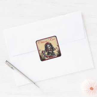 Donkere Romantiek_ Rode Roos Vierkante Sticker