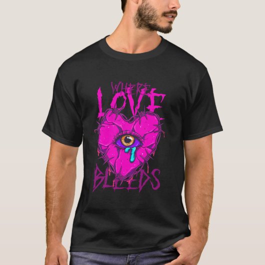 Donkere Romantiek Waar Liefde Bloedt T-shirt (Voorkant)