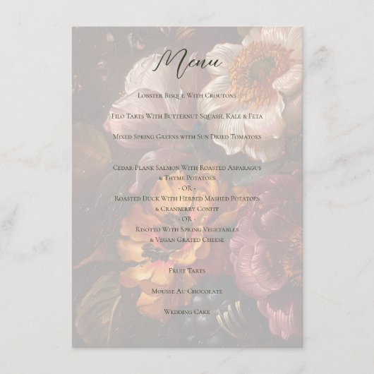 Donkere romantische bloemenolieverfschilderij brui menu (Voorkant)