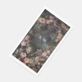 Donkere Romantische Bloemige Monogram Trouwdag Servet (Hoek)