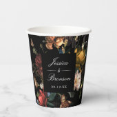 Donkere Romantische Bloemige Nederlandse Trouw Bru Papieren Bekers (Achterkant)