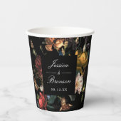 Donkere Romantische Bloemige Nederlandse Trouw Bru Papieren Bekers (Voorkant)