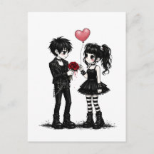 Donkere Romantische Goth Valentijnsdag Ansichtkaar