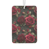 Donkere romantische rode rozen en knoppen op zwart luchtverfrisser (Achterkant)