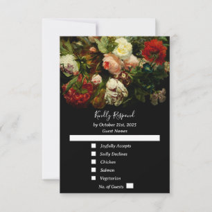 Donkere romantische sombere elegante bloemige brui RSVP kaartje