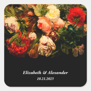 Donkere romantische sombere elegante bloemige brui vierkante sticker