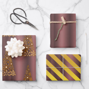 Donkere Roos Gold Dusky Roze Kerstmis Inpakpapier Vel