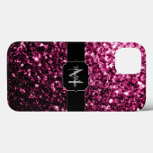 Donkere roze bruine glitter monogram Case-Mate iPhone case (Achterkant (horizontaal))