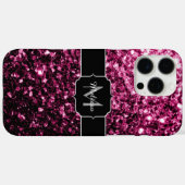Donkere roze bruine glitter monogram Case-Mate iPhone case (Achterkant (horizontaal))