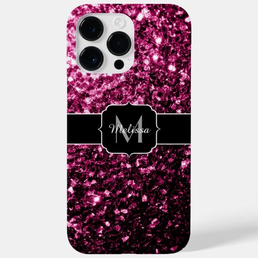 Donkere roze bruine glitter monogram Case-Mate iPhone case (Achterkant)