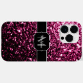Donkere roze bruine glitter monogram Case-Mate iPhone case (Achterkant (horizontaal))