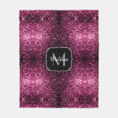 Donkere roze bruine glitter monogram fleece deken (Voorkant)