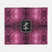 Donkere roze bruine glitter monogram fleece deken (Voorkant (Horizontaal))