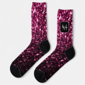 Donkere roze bruine glitter monogram sokken (Links)