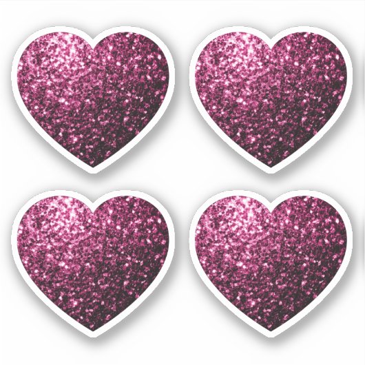Donkere roze faux glanzend glitter sparkles Hart Sticker (Voorkant)