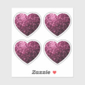 Donkere roze faux glanzend glitter sparkles Hart Sticker (Vel)