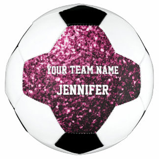 Donkere roze glitterspikkels Jouw naam Team Voetbal