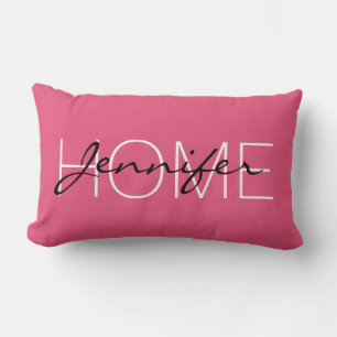 Donkere roze kleur huis monogram kussen