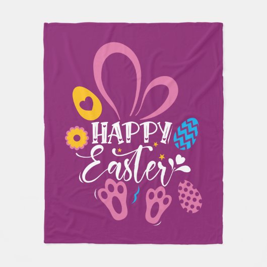 Donkere roze, paassnelle bundel met paaseieren fleece deken (Voorkant)