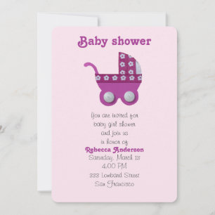 Donkere roze stroller baby douche kaart