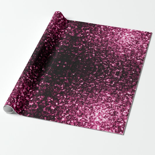 Donkere roze vlek met glanzend glitter cadeaupapier (Uitgerold)