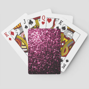 Donkere roze vlek met glanzend glitter pokerkaarten