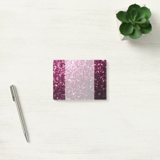 Donkere roze vlek met glanzend glitter post-it® notes (Kantoor)