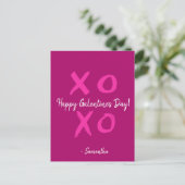 Donkere roze xoxo op persoonlijke titel Happy Gale Feestdagenkaart (Staand voorkant)