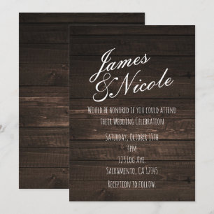 Donkere Rustic Country Wood Eenvoudige bruiloft ui Kaart