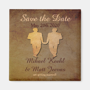 Donkere Rustic Sparen de Datum Magnet Gay Wedding Magneet