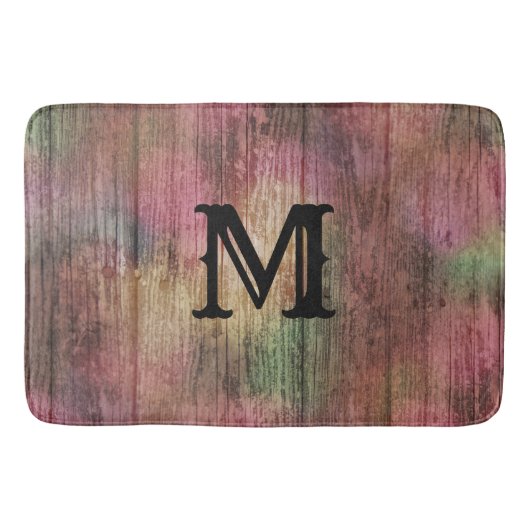 Donkere rustieke Cranberry en Sage Boho Patroon Badmat (Voorkant)