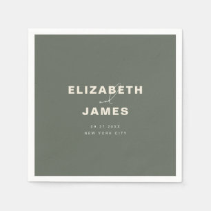 Donkere Sage Green Rustic Modern Minimalist Weddin Servet