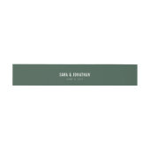 Donkere Sage Green White Text Wedding Uitnodigingen Wikkel (Vlak)