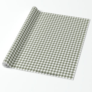 Donkere Sage Groene en Witte Gingham Neutrale Kleu Cadeaupapier