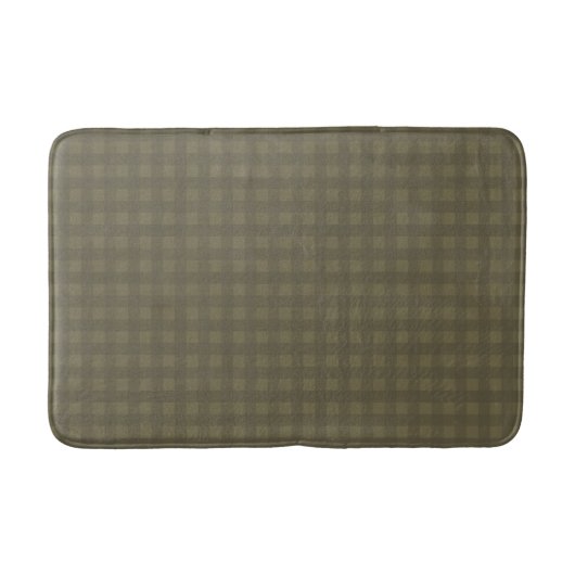 Donkere Sage Groene Gingham Plaid Patterned Badmat (Voorkant)