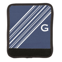 Donkere Sapphire Blue en White Pinstripe Monogram