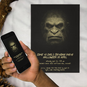 Donkere Schaduw Aap Monster Halloween Verjaardagsf Kaart