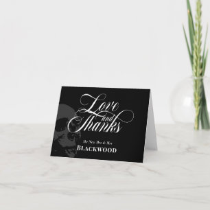 Donkere Schedel Elegante Goth Huwelijk Liefde & Da Bedankkaart